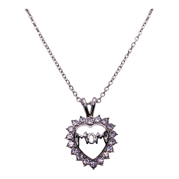 Silver Imitation Diamond Heart Mom Necklace Gift Box - Picture 2 of 5